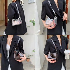 Vintage Clear Jelly Underarm Bag Women Handbag Purse Shoulder Bag