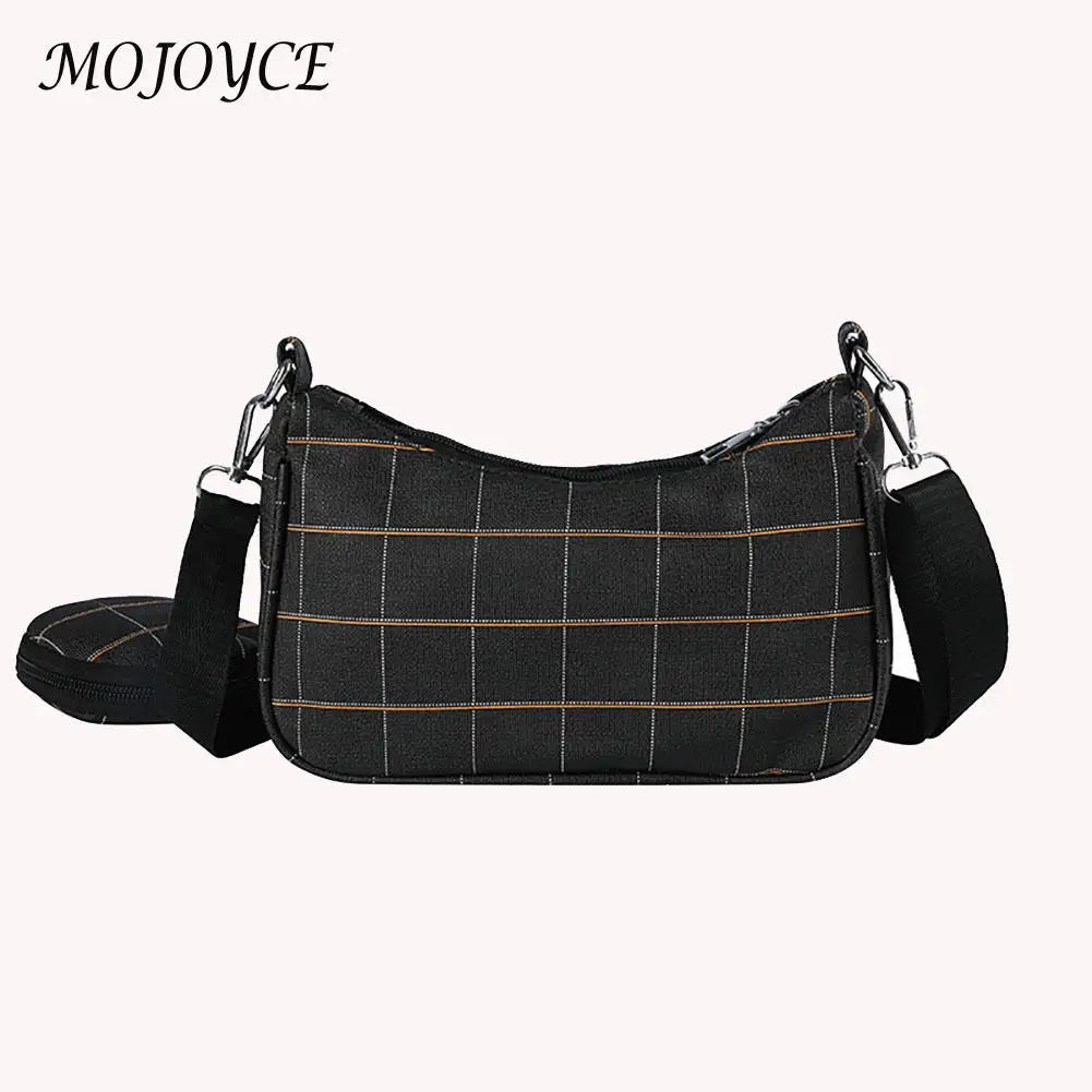 Vintage Plaid Shoulder Bags and Mini Round Purse Set