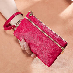 Vintage Women Coin Purse Leather Zipper Small Oil Cowhide Wallet