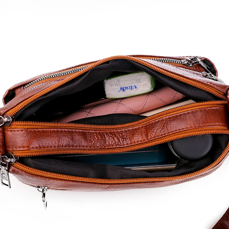 Vintage Women Shoulder Bag Soft Pu Leather Crossbody Bag Brown