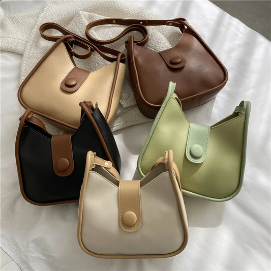 Vintage Women Shoulder Bags Solid Colors Crossbody Bag Lady Handbag