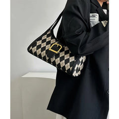 Vintage Plaid Shoulder Bag Clutch Purse Underarm Bags