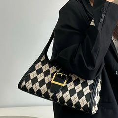 Vintage Plaid Shoulder Bag Clutch Purse Underarm Bags