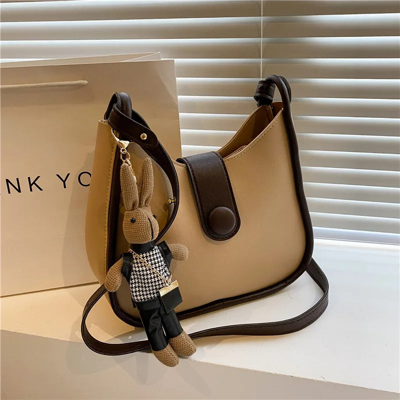 Vintage Women's Shoulder Bags Half Moon Crossbody Handbag