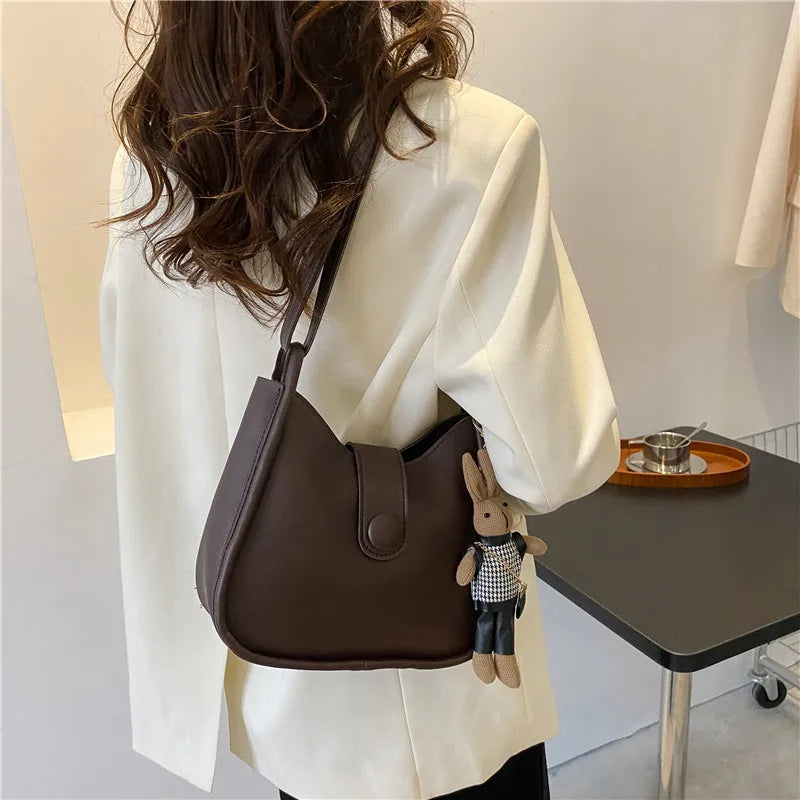Vintage Women's Shoulder Bags Half Moon Crossbody Handbag