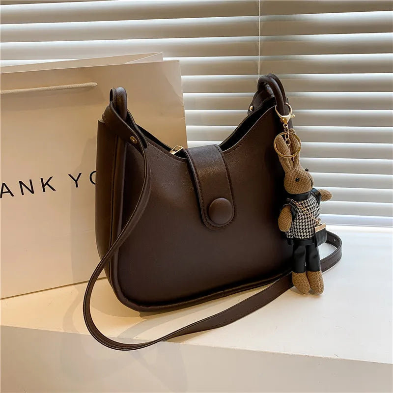 Vintage Women's Shoulder Bags Half Moon Crossbody Handbag