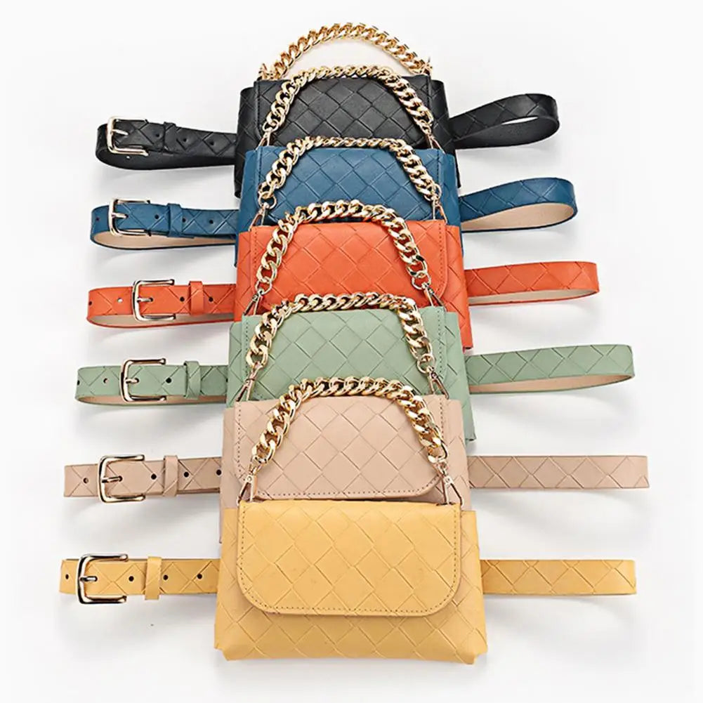 Faux Leather Women Waist Bag for Summer Solid Mini Size Women Waist Bags
