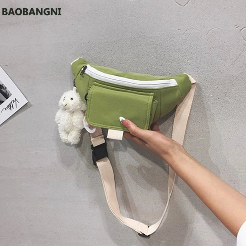 Canvas Waist Bag Women Leisure Fanny Pack Girls Crossbody Chest Bag