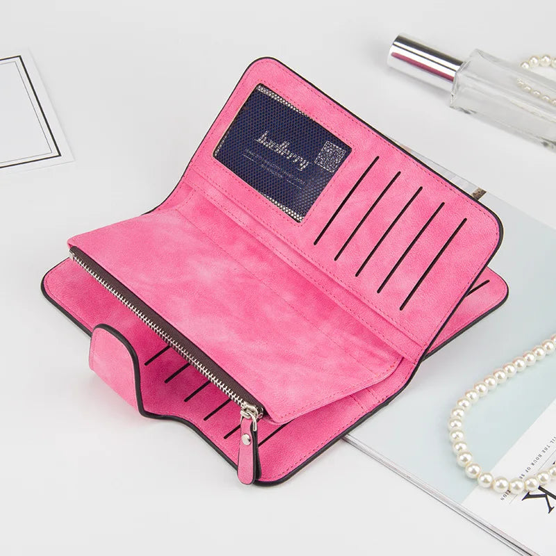 Scrub Leather Women Wallet High Clutch Lady Purse Long Female Wallet