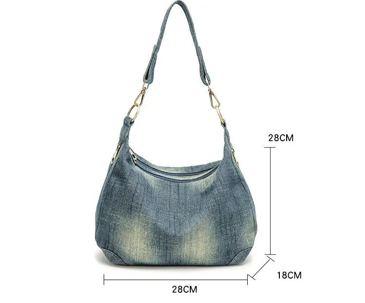 Vintage Denim Women Shoulder Bag Casual Big Crossbody Bag