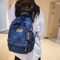 Denim Women Travel Backpack Mochila Solid Shopping School Bags Large Bookbag