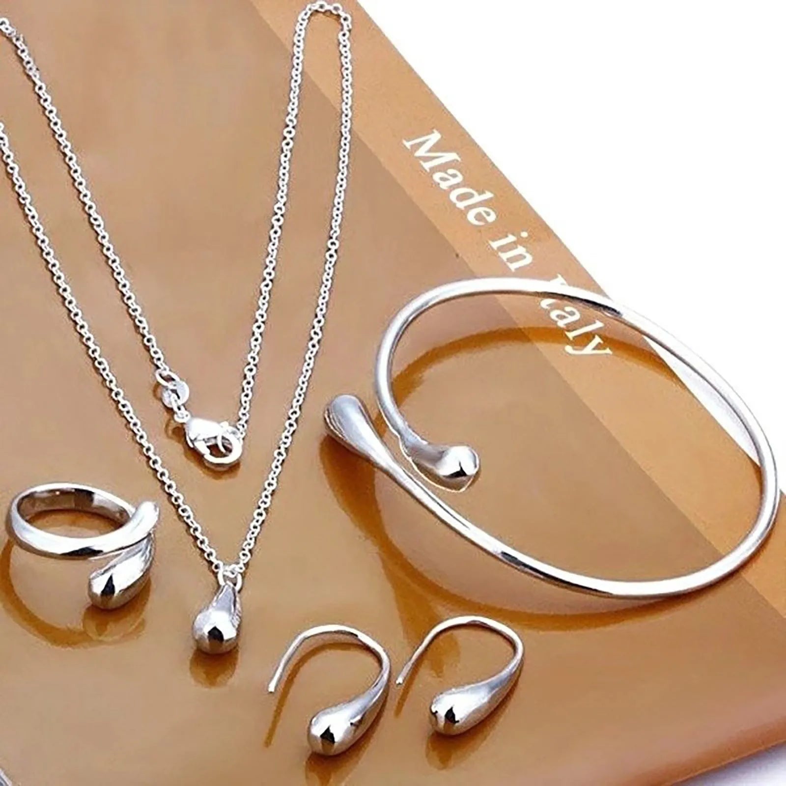 Silver Water Drop Bridal Jewelry Set for Women