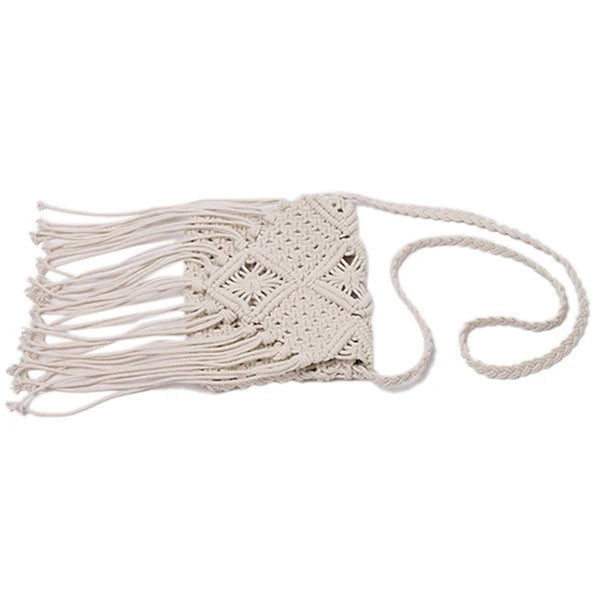 Hollow Out Woven Tassel Bag Straw Shoulder Ladies Handbag