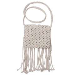 Hollow Out Woven Tassel Bag Straw Shoulder Ladies Handbag