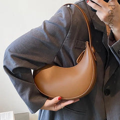 Women's PU Leather Half Moon Shoulder Bag