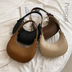 Women's PU Leather Half Moon Shoulder Bag