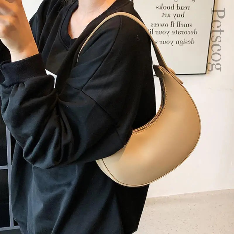 Women's PU Leather Half Moon Shoulder Bag