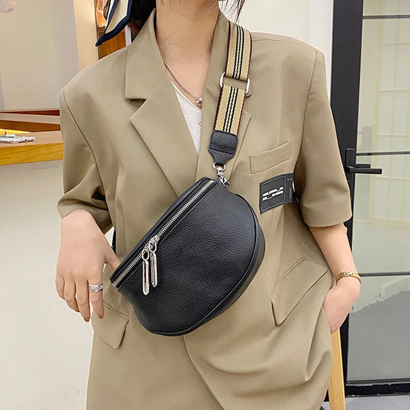 Leather Women Chest Bag Large Capacity Crossbody Bag