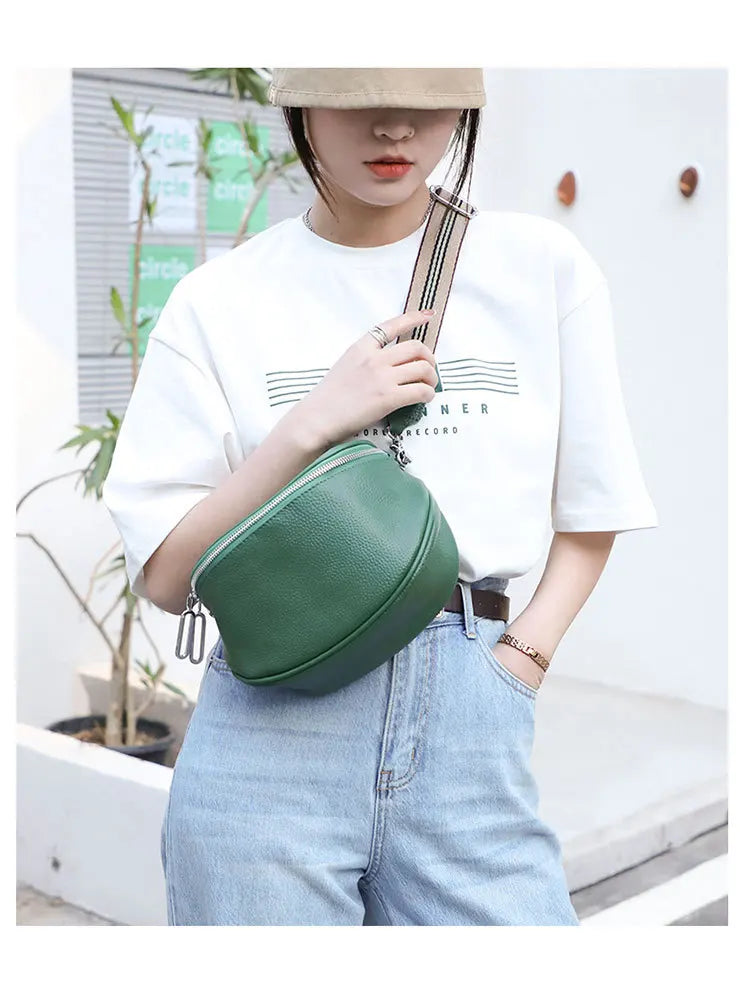 Leather Women Chest Bag Large Capacity Crossbody Bag