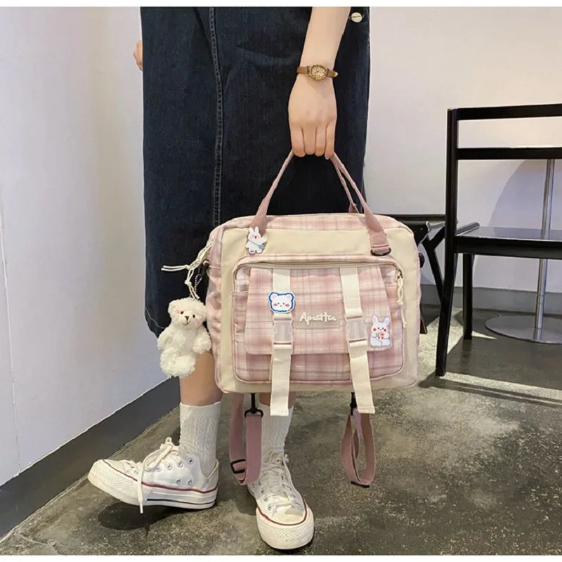 Canvas Mini Small Backpack Badge Girl Backpack Small School Backpacks