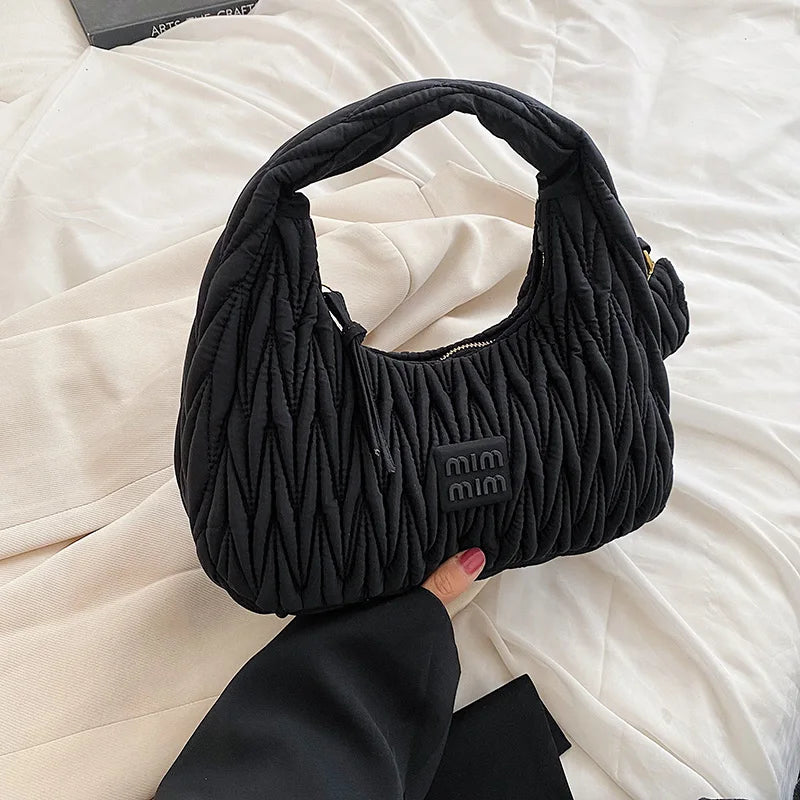 Embroidered Crescent Satchel Bag for Women