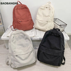Canvas Travel Backpack Solid School Bags For Teenager Girls