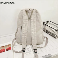 Canvas Travel Backpack Solid School Bags For Teenager Girls
