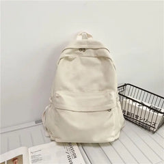 Canvas Travel Backpack Solid School Bags For Teenager Girls
