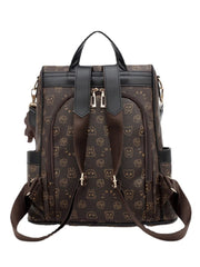 Cartoon Print Leather Backpack for Women