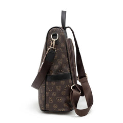 Cartoon Print Leather Backpack for Women
