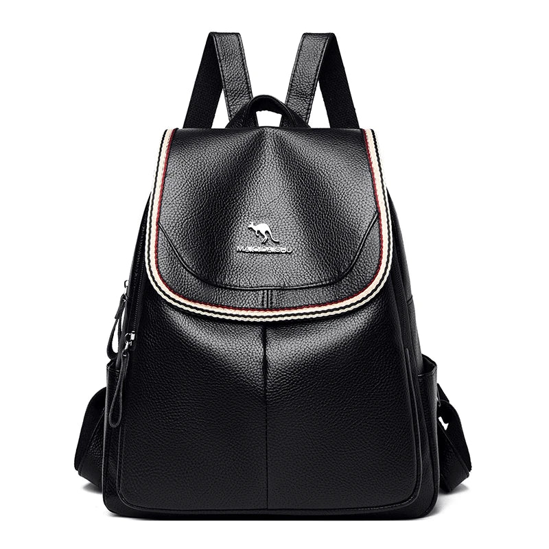 Women Leather Backpack School Bags Large Capacity Travel Mochila