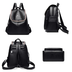 Women Leather Backpack School Bags Large Capacity Travel Mochila