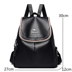 Women Leather Backpack School Bags Large Capacity Travel Mochila