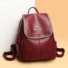Women Leather Backpack School Bags Large Capacity Travel Mochila