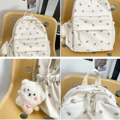 Floral Prints Mini Backpack for Girls Teens School Travel Rucksack
