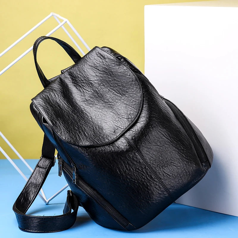 Women Backpack High Youth Leather Backpacks for Teenage Girls Female