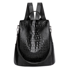 Women Backpack Large Female Back Bag Crocodile pattern Leather High Travel Bags