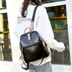 Women Backpack PU Leather Rolling Backpack for Travel