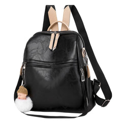 Women Backpack PU Leather Rolling Backpack for Travel