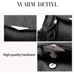 Women PU Leather Travel Backpack Large Capacity School Bag