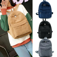 Corduroy Women Backpack for Teens School Bag