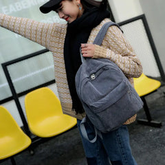 Corduroy Women Backpack for Teens School Bag