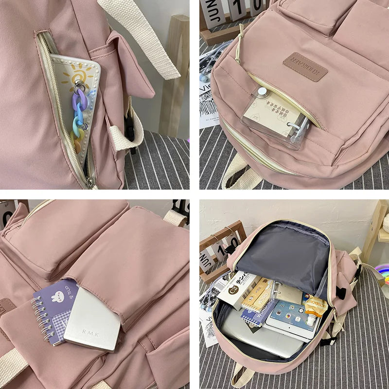 Women Backpack Nylon Waterproof Anti-theft School Bag For Girls