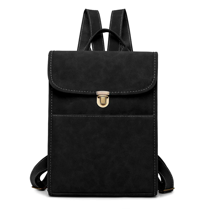 Vintage Leather Backpack for Girls Large Capacity Schoolbag Shoulder Bag