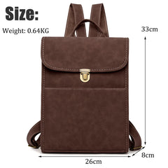 Vintage Leather Backpack for Girls Large Capacity Schoolbag Shoulder Bag