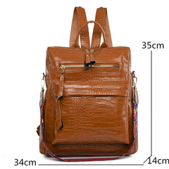 Stone Pattern Leather Women Backpack School Bags for Girls