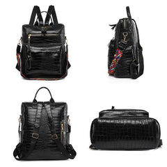 Stone Pattern Leather Women Backpack School Bags for Girls