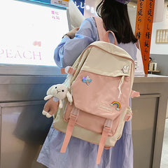 Women Backpacks Hit Nylon Shoulder Backpack Pockets School Book Pack