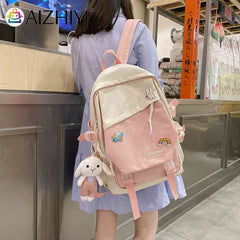 Women Backpacks Hit Nylon Shoulder Backpack Pockets School