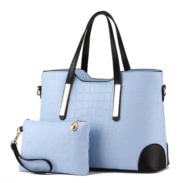 Vintage Crocodile Pattern Shoulder Handbag Purse Wallet Leather Handbags